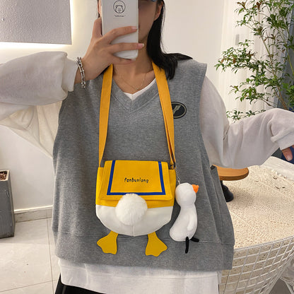 Canvas Trendy Cute Duck Contrast Color Crossbody Bags