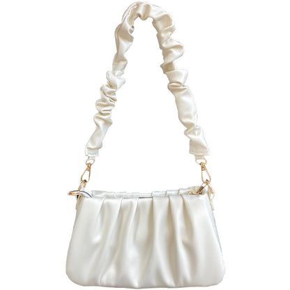 Women's Summer White Pleated Cloud Underarm Texture Shoulder Bags