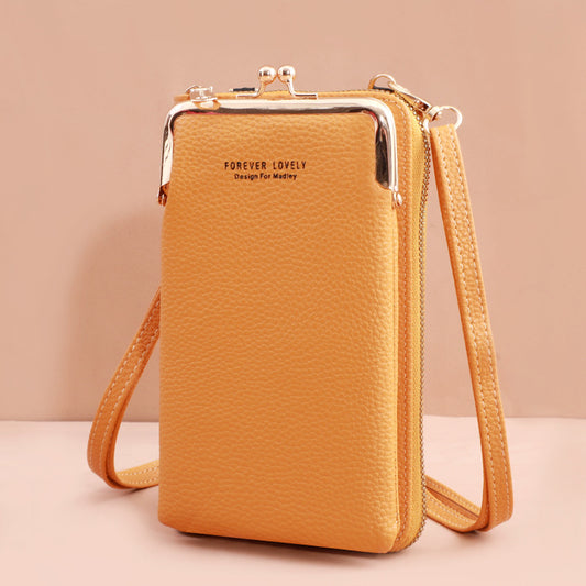 Fashion Korean Style Litchi Pattern Solid Phone Bags