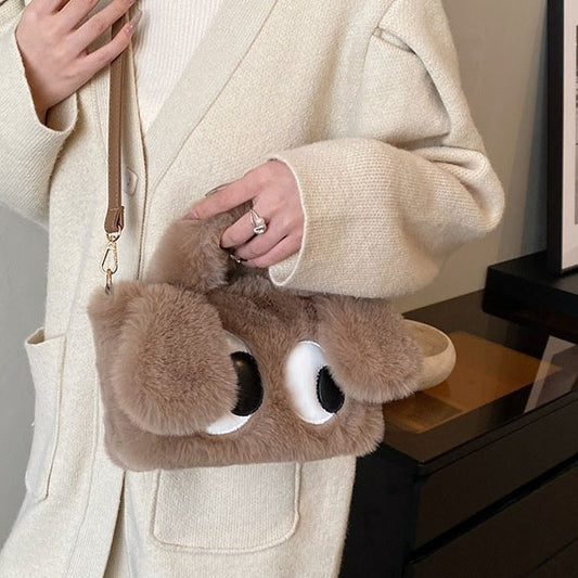 Sac fourre-tout en peluche mignon avec de grands yeux pour chiot