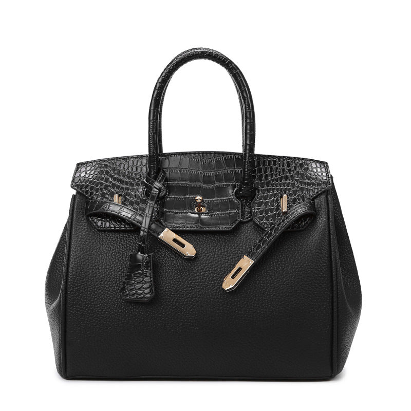 Women's Business Commute Fashion Crocodile Pattern Stitching Handbags