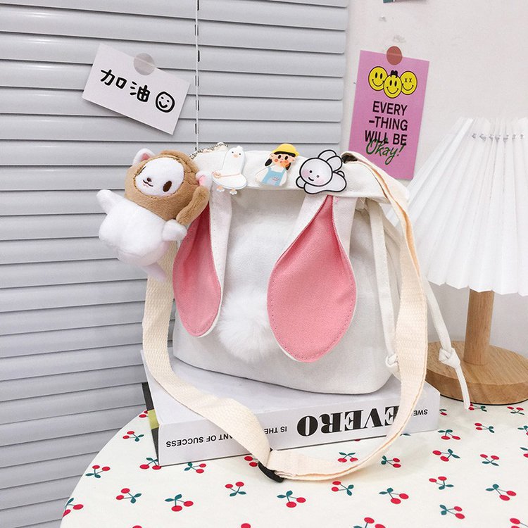 Canvas Female Winter Cute Rabbit Ears Shoulder Bags