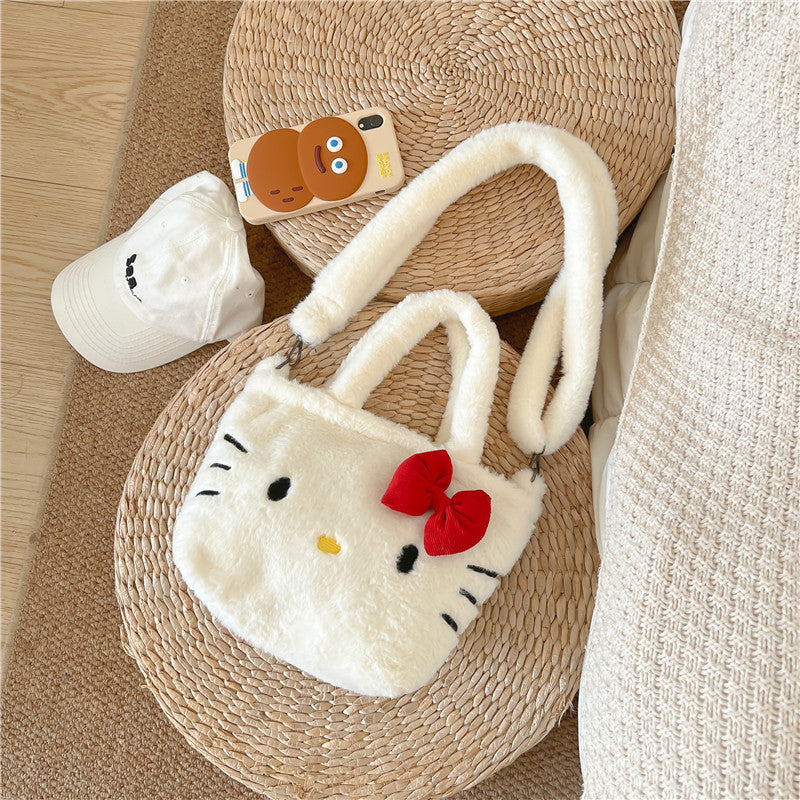 Cute Pink Bunny Furry Cartoon Korean Crossbody Bags