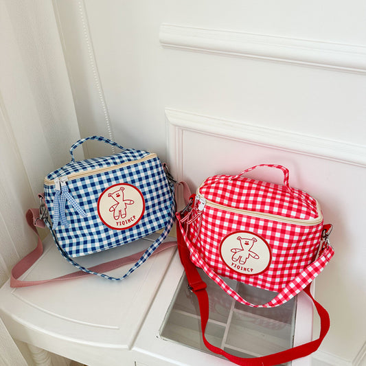 Female Korean Plaid Western Style Little Children's Shoulder Bags