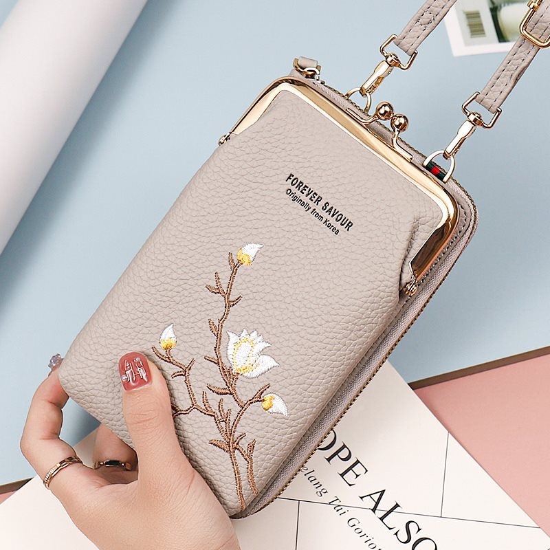 Petits sacs pour téléphone portable avec broderie florale intégrée pour femmes