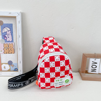 Children's Cute Boy Fashion Personality Chessboard Small Bags