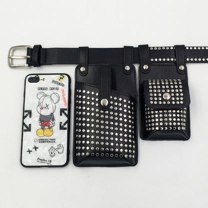 Two-piece Rivet Punk Leather Hip Hop Waist Packs