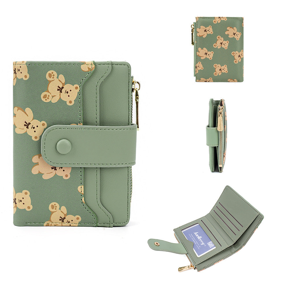 Women's Korean Style Little Bear Printed Zipper Ladies Wallets