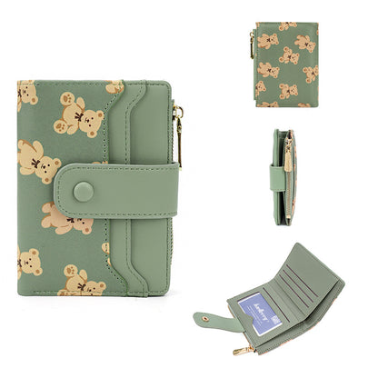 Women's Korean Style Little Bear Printed Zipper Ladies Wallets