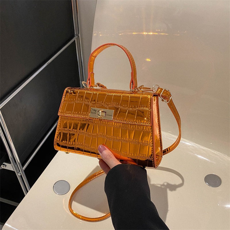 Women's Style Fashion Shiny Surface Crocodile Pattern Portable Handbags