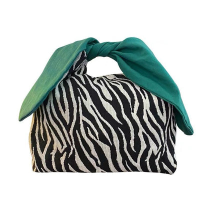 Women's Lunch Portable Rabbit Ears Zebra Pattern Handbags