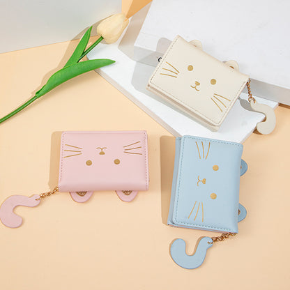 Women's Short Cute Fresh Cat Multiple Ladies Wallets