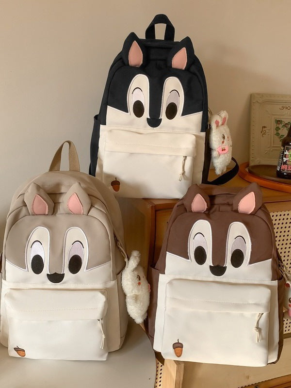 Grands sacs à dos de style coréen avec motif d'écureuil et dessin animé