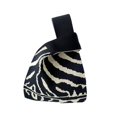 Zebra Pattern Knitted Personalized Versatile Large Shoulder Bags