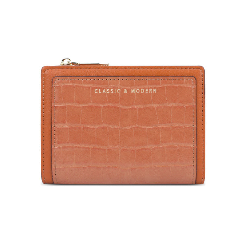 Charming Women's Crocodile Pattern Short Two-fold Ladies Wallets