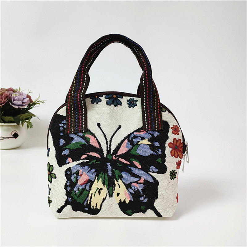 Canvas Embroidered Shell Shape Small Mobile Change Grocery Handbags