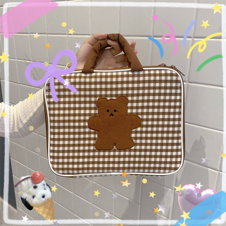 Sacs de rangement pour ordinateur portable à carreaux mignons de dessin animé