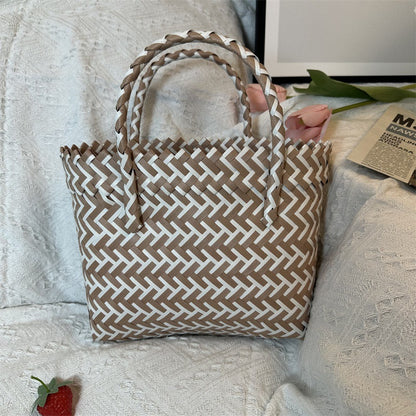 Women's Twill Hand-woven Woven Large Capacity Hand Handbags