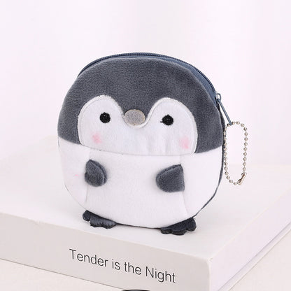 Cute Cartoon Penguin Dinosaur Plush Cable Children's Coin Purse