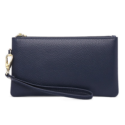 Cowhide Female Long Genuine Leather Simple Zipper Ladies Wallets