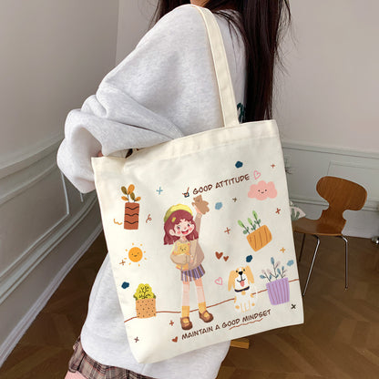 Canvas Large Capacity Tuition Fashion Shopping Shoulder Bags