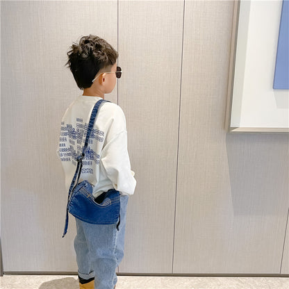 Children's Korean Style Simple Denim Boys Fashion Children's Shoulder Bags