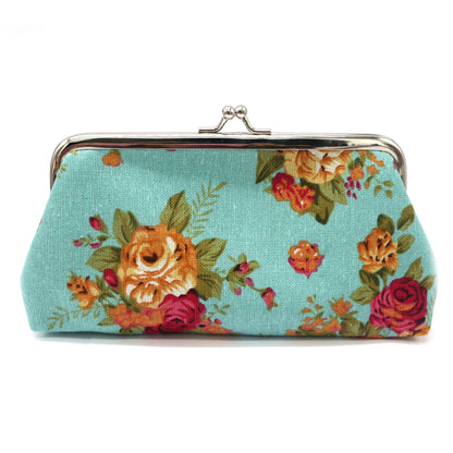 Women's Fabric Long Rose Canvas Printed Hand Ladies Wallets