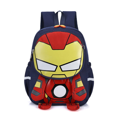 Children's Cute Super Boy Portable Burden Alleviation Kindergarten School Bags