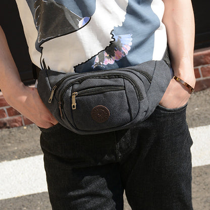 Men's Thickened Washed Canvas Retro Large Capacity Men's Waist Packs