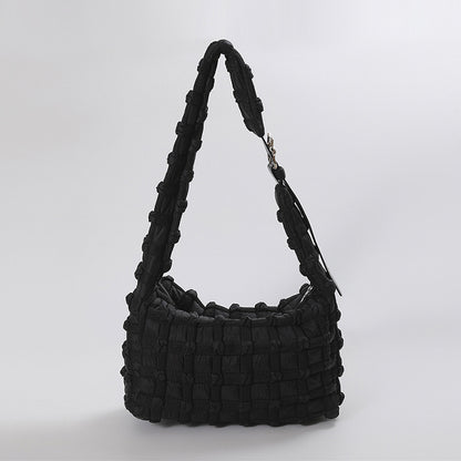 Pleated Cloud Female Niche Plaid Puff Shoulder Bags