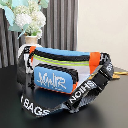 Children's Out Pockets Stitching Contrast Color Small Children's Waist Packs