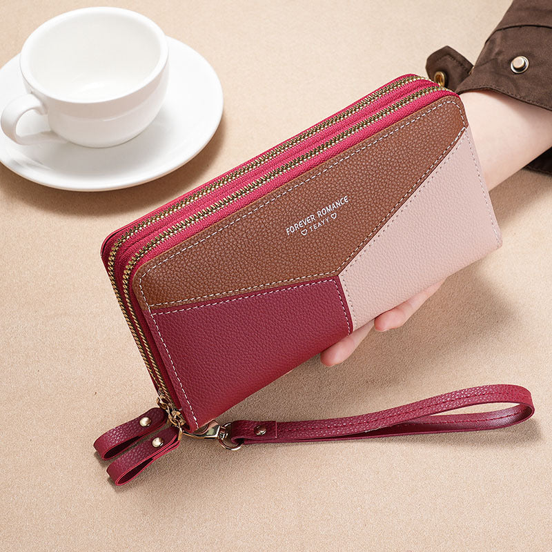 Women's Clutch Stitching Contrast Color Large Capacity Ladies Wallets