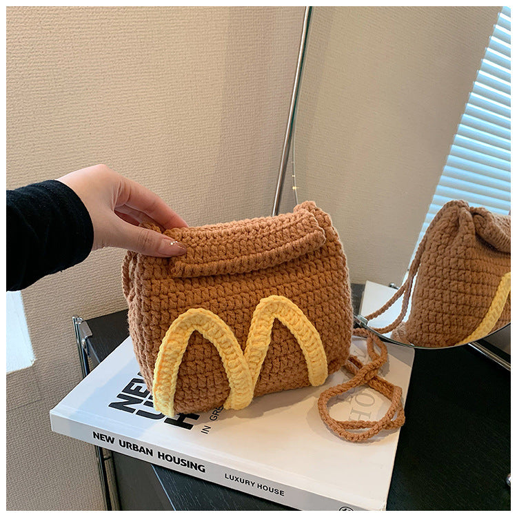 Children's Hand-woven French Fries Cola Wool Crocheted Children's Shoulder Bags