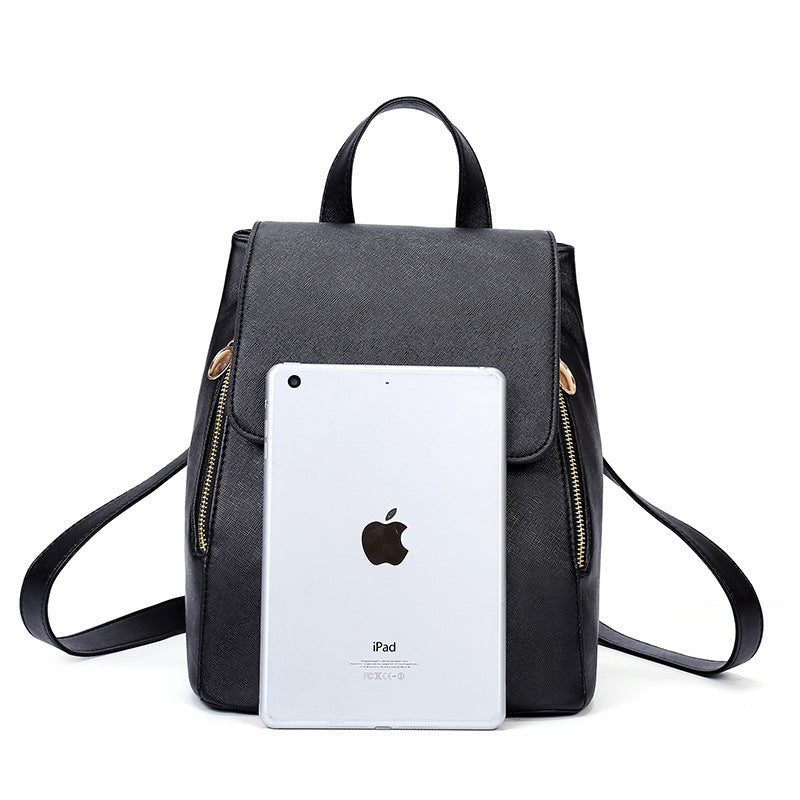 Women's Zipper Iron Side Drawstring Flip Korean Style Toothpick Backpacks