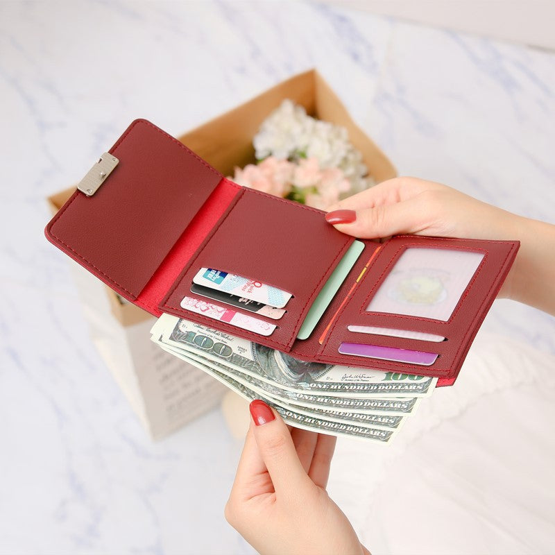 Women's Korean Short Three Fold Mini Female Ladies Wallets