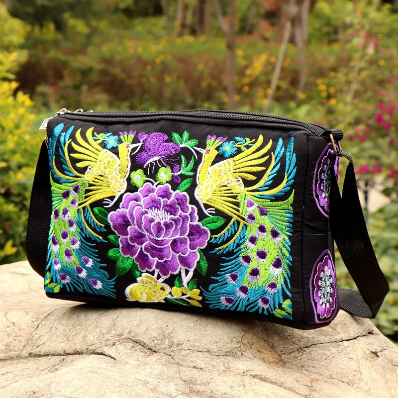 Women's National Style Embroidered For Embroidery Triple Crossbody Bags