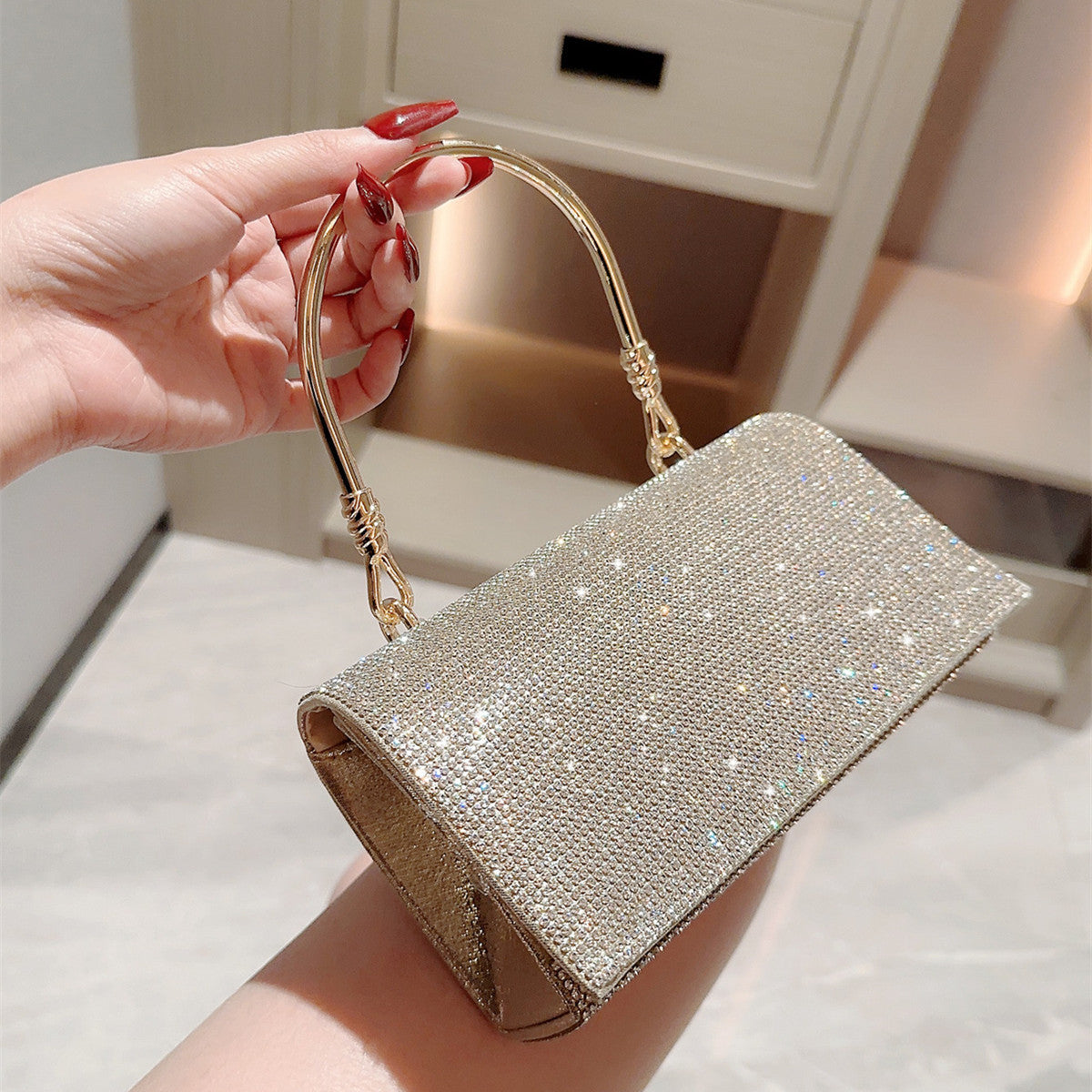 Sac fourre-tout en strass, sac à bandoulière pour robe de banquet de princesse, petit et brillant