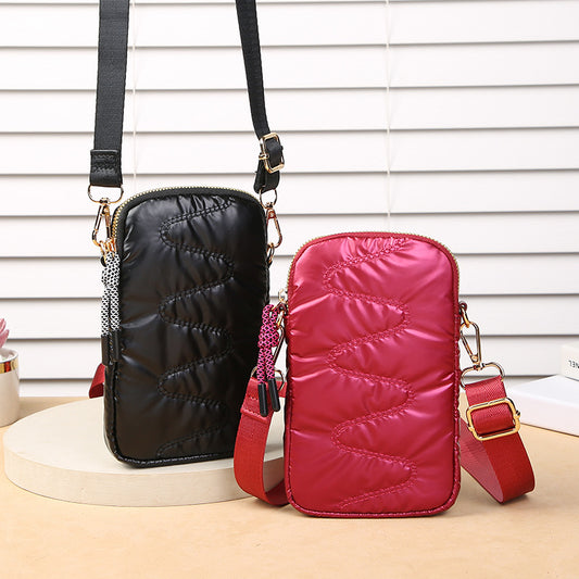 Women's Korean Stylish Versatile Zipper Solid Color Phone Bags