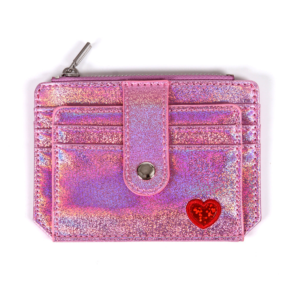 Women's Zip Laser Heart-shaped Embroidery Cute Ladies Wallets