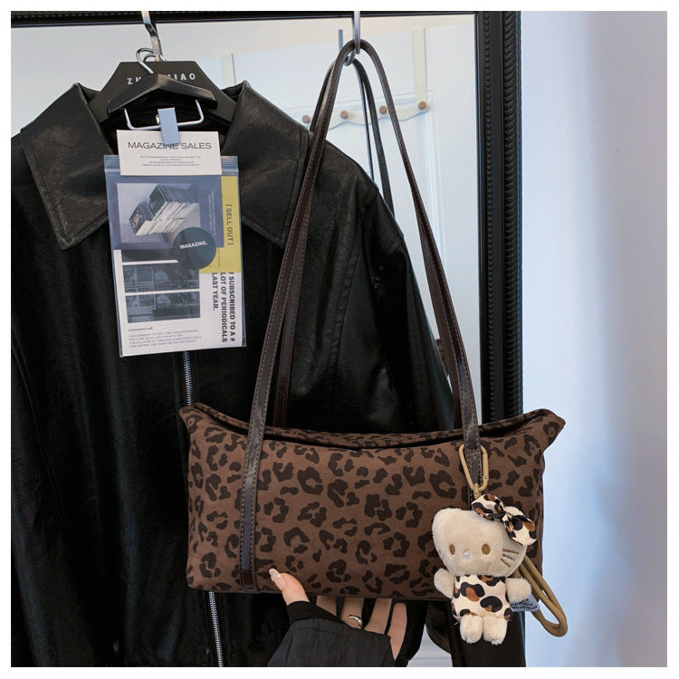 Women's High-grade Suede Underarm Popular Commuter Leopard Shoulder Bags