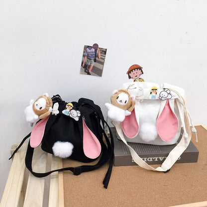 Canvas Female Winter Cute Rabbit Ears Shoulder Bags