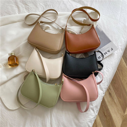 Women's Summer Fashion Simple Underarm Solid Color Shoulder Bags