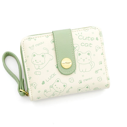 Women's Simple Cute Kitten Style Pocket Portable Ladies Wallets