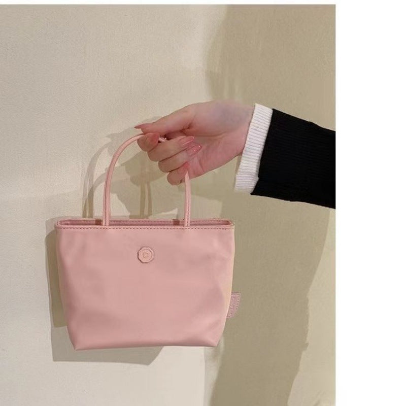 Women's Nylon Cloth Pink Small Tote Mini Handbags