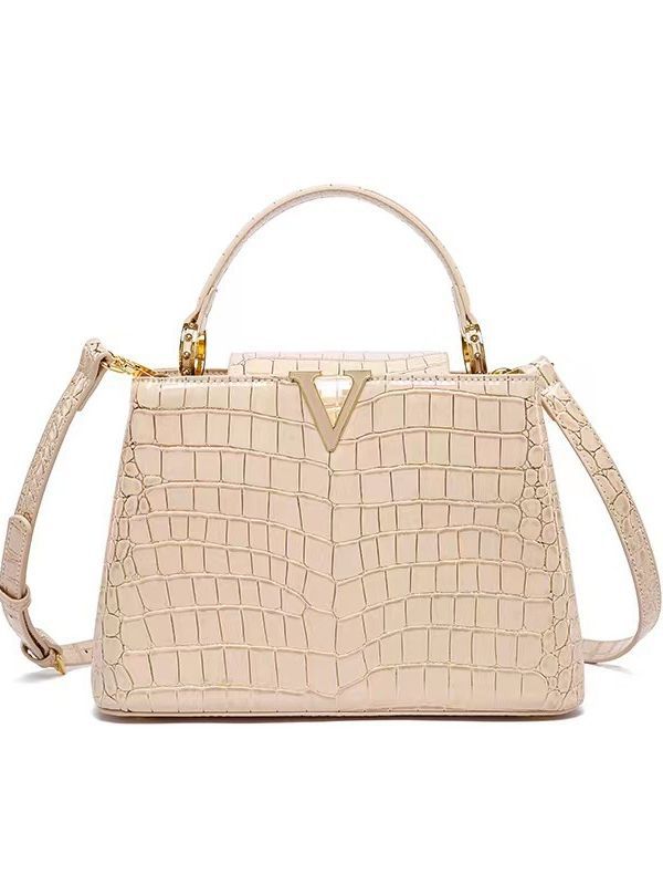 Women's Trendy Crocodile Pattern Mummy Luxury Cowhide Handbags