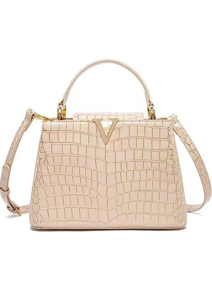 Women's Trendy Crocodile Pattern Mummy Luxury Cowhide Handbags