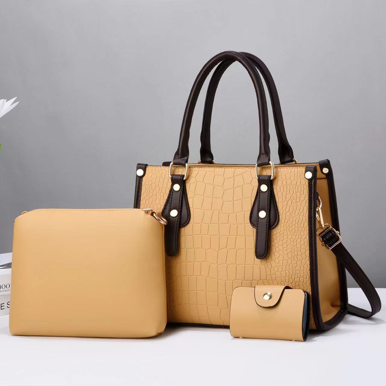 Women's Color Stone Pattern Texture Fashionable Three-piece Handbags