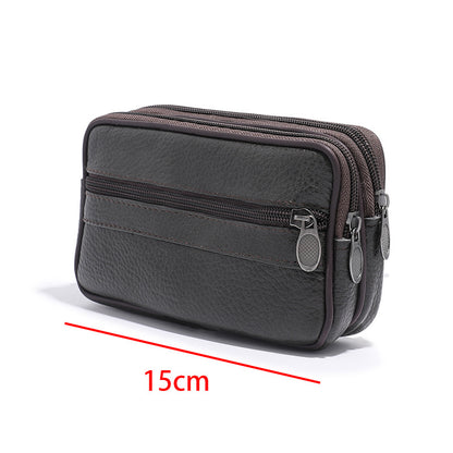 Men's Genuine Leather Hanging Construction Site Work Phone Bags