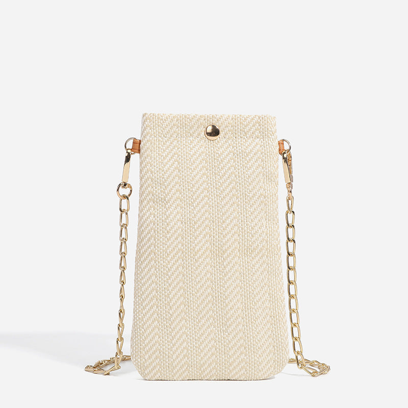 Women's Summer Beach Woven Vertical Mobile Straw Bags