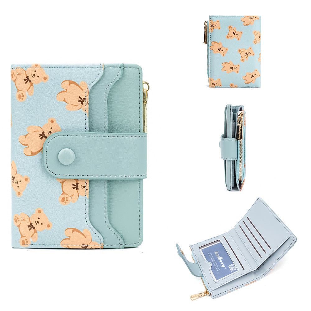 Women's Korean Style Little Bear Printed Zipper Ladies Wallets